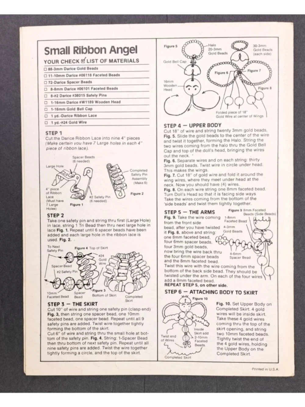 Vintage Darice Ribbon Angels Craft Instruction Booklet 1985 Bead Lace Christmas